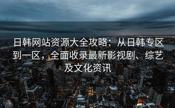 日韩网站资源大全攻略：从日韩专区到一区，全面收录最新影视剧、综艺及文化资讯