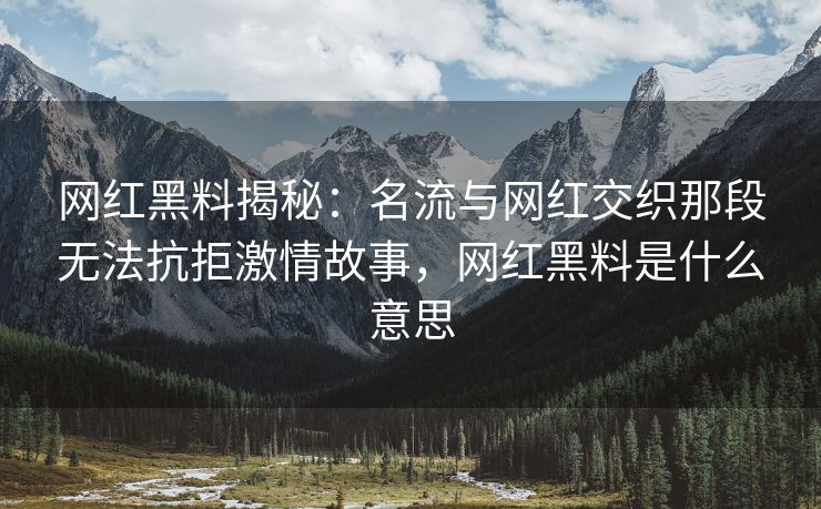 网红黑料揭秘：名流与网红交织那段无法抗拒激情故事，网红黑料是什么意思